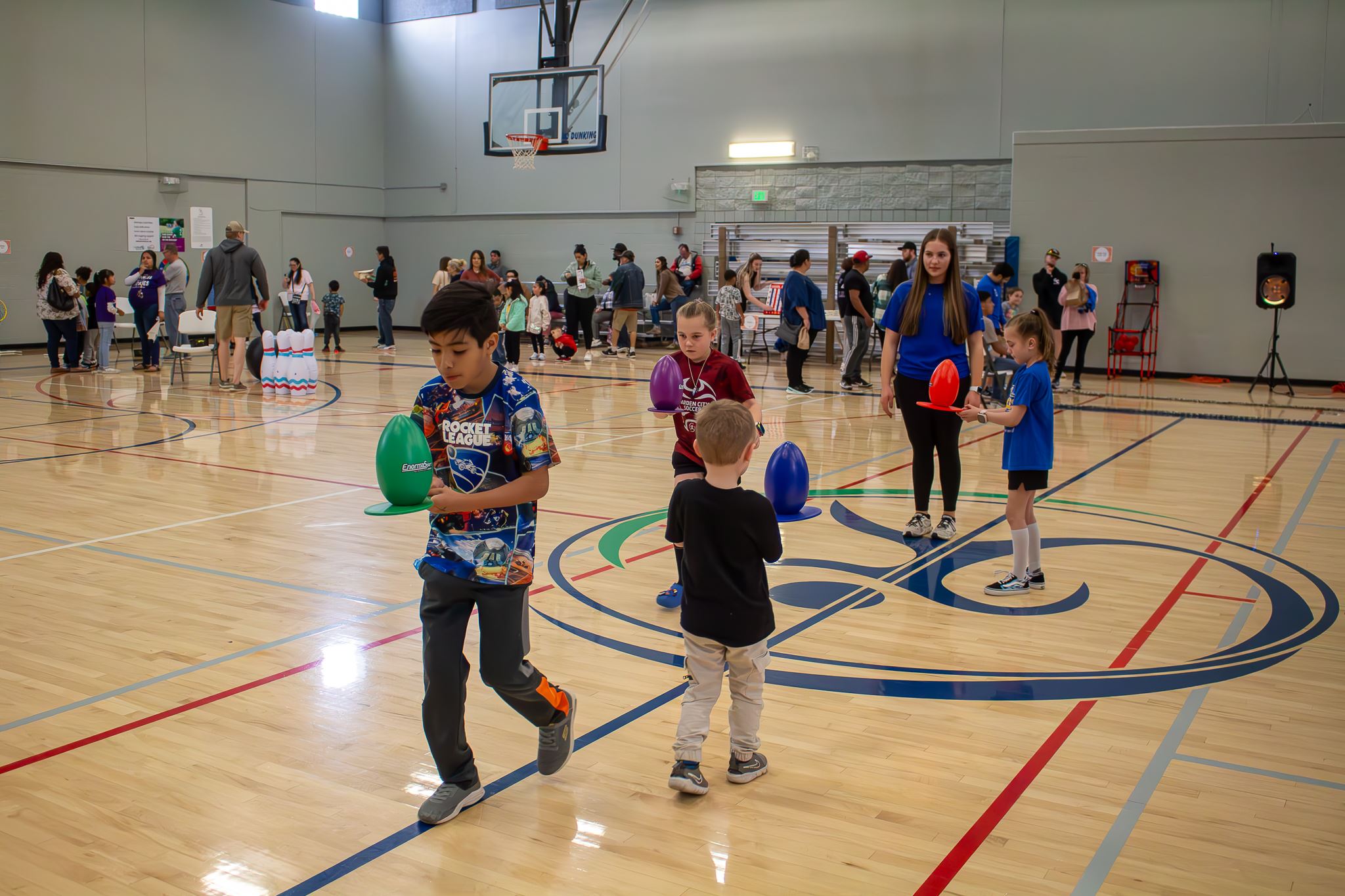 Kids Partaking in a egg balancing contest